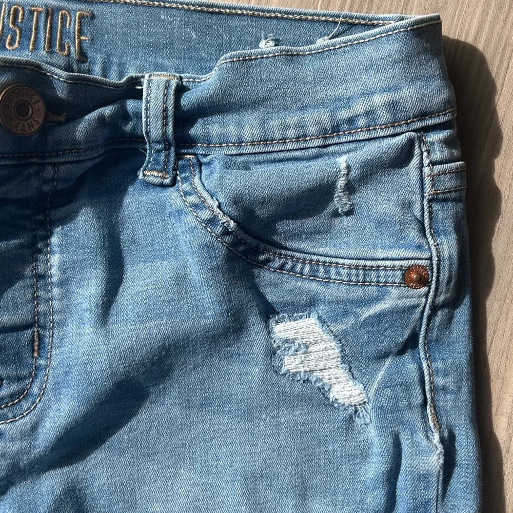 JUSTICE Distressed Mid-Rise Denim Jeans 12 PLUS Casual Stretchy Jeggings